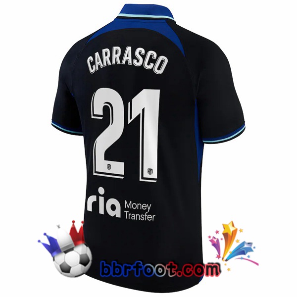 Maillot Foot Atletico Madrid (Carrasco 21) Exterieur Noir 2022/2023