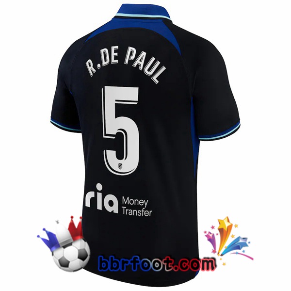 Maillot Foot Atletico Madrid (R. De Paul 5) Exterieur Noir 2022/2023