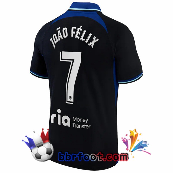 Maillot Foot Atletico Madrid (João Félix 7) Exterieur Noir 2022/2023