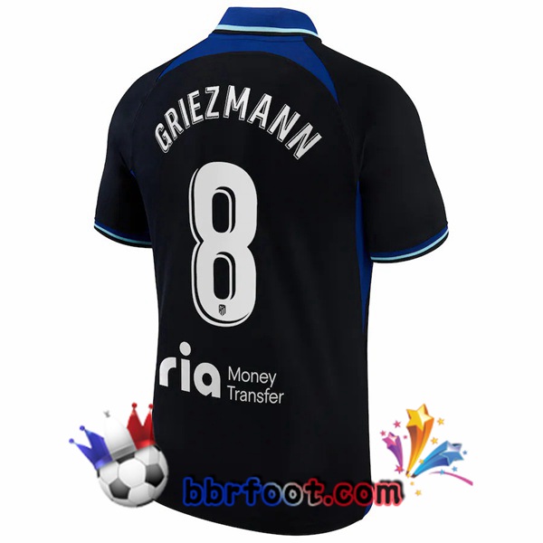 Maillot Foot Atletico Madrid (Griezmann 8) Exterieur Noir 2022/2023