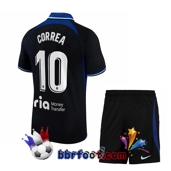Maillot Foot Atletico Madrid (Correa 10) Enfant Exterieur Noir 2022/2023 Maillot Foot Atletico Madrid (Correa 10) Enfant Exterieur Noir 2022/2023