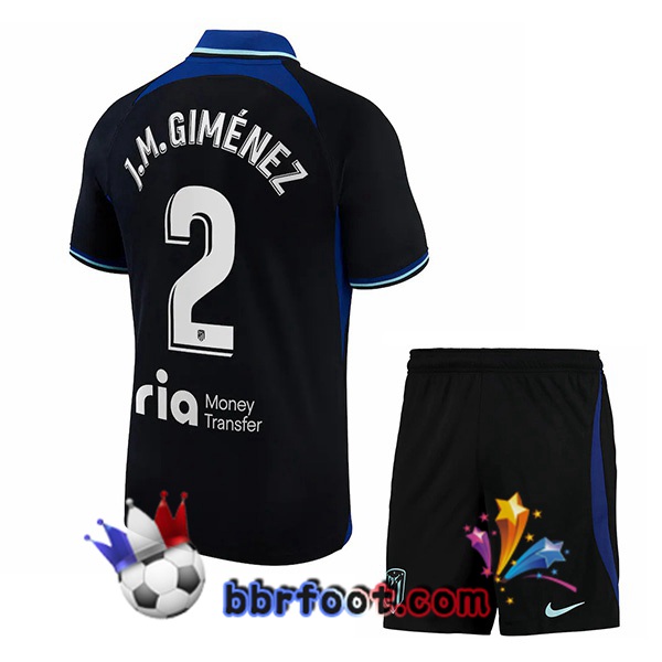 Maillot Foot Atletico Madrid (J.M. Giménez 2) Enfant Exterieur Noir 2022/2023