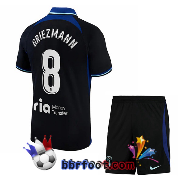 Maillot Foot Atletico Madrid (Griezmann 8) Enfant Exterieur Noir 2022/2023