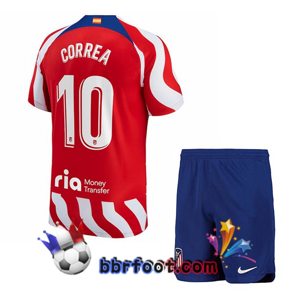 Maillot Foot Atletico Madrid (Correa 10) Enfant Domicile Rouge 2022/2023