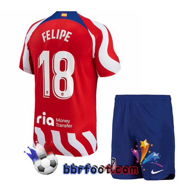 Maillot Foot Atletico Madrid (Felipe 18) Enfant Domicile Rouge 2022/2023