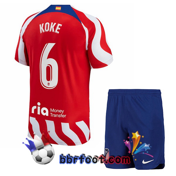 Maillot Foot Atletico Madrid (Koke 6) Enfant Domicile Rouge 2022/2023