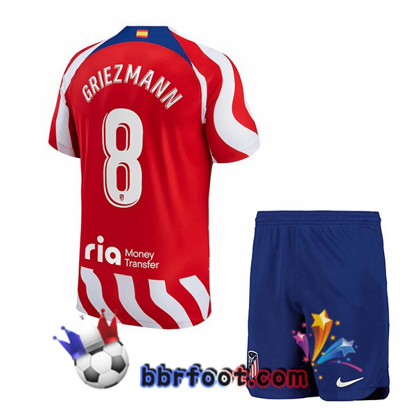 Maillot Foot Atletico Madrid (Griezmann 8) Enfant Domicile Rouge 2022/2023
