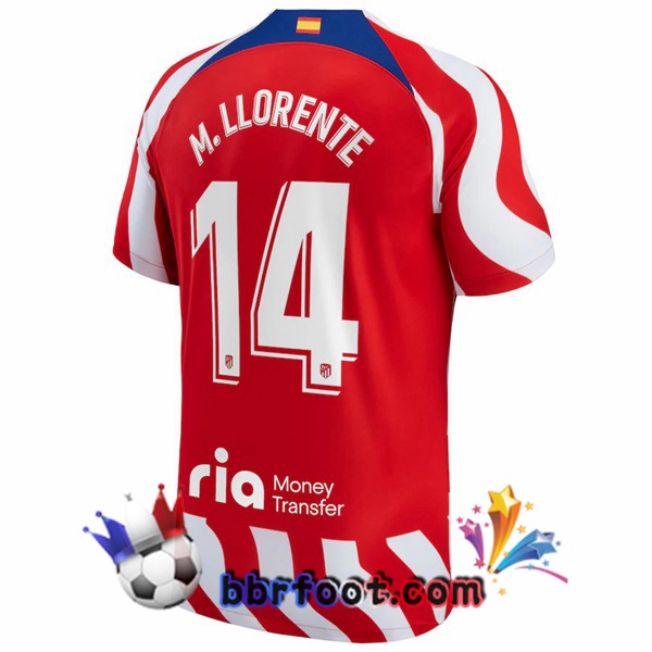 Maillot Foot Atletico Madrid (M. Llorente 14) Domicile Rouge 2022/2023