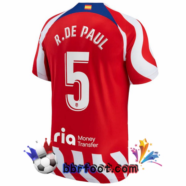 Maillot Foot Atletico Madrid (R. De Paul 5) Domicile Rouge 2022/2023