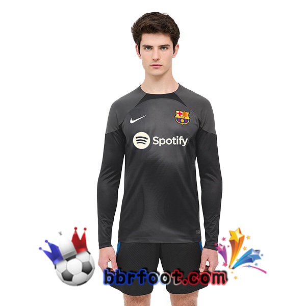 Maillot Foot FC Barcelone Gardien de but Manche Longue Noir 2022/2023