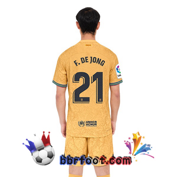 Maillot Foot FC Barcelone (Frenkie de Jong 21) Exterieur Jaune 2022/2023
