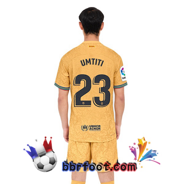 Maillot Foot FC Barcelone (Umtiti 23) Exterieur Jaune 2022/2023