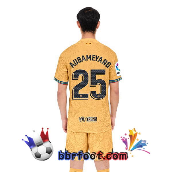 Maillot Foot FC Barcelone (Aubameyang 25) Exterieur Jaune 2022/2023