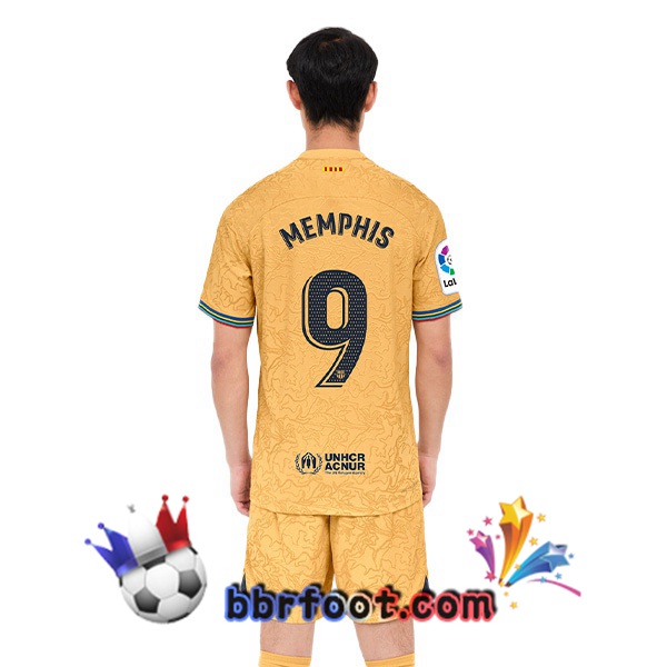Maillot Foot FC Barcelone (Memphis 9) Exterieur Jaune 2022/2023