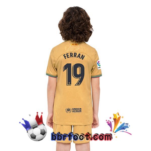 Maillot Foot FC Barcelone (Ferran 19) Enfant Exterieur Jaune 2022/2023