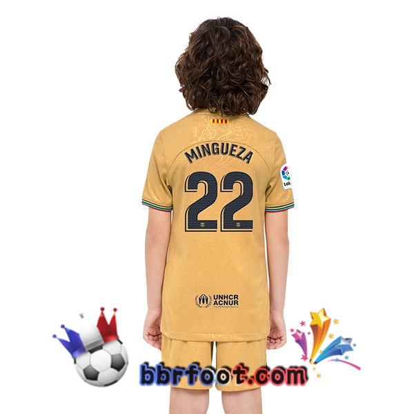 Maillot Foot FC Barcelone (Mingueza 22) Enfant Exterieur Jaune 2022/2023