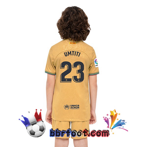 Maillot Foot FC Barcelone (Umtiti 23) Enfant Exterieur Jaune 2022/2023