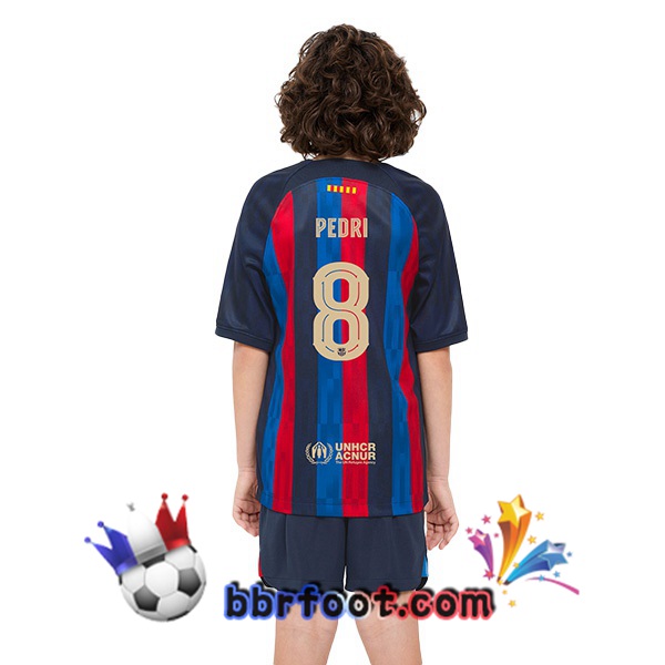 Maillot Foot FC Barcelone (Pedri 8) Enfant Domicile Rouge Bleu 2022/2023