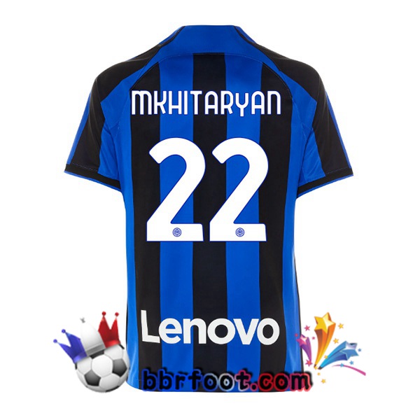 Maillot Foot Inter Milan (MKHITARYAN 22) Domicile Noir Bleu 2022/2023