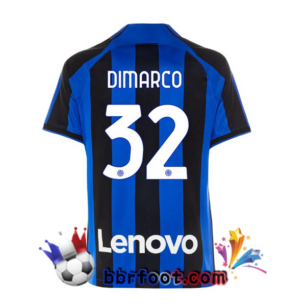 Maillot Foot Inter Milan (DIMARCO 32) Domicile Noir Bleu 2022/2023