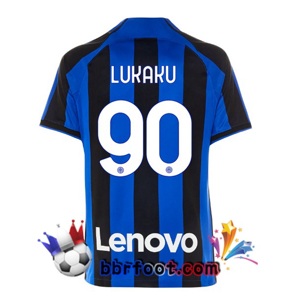 Maillot Foot Inter Milan (LUKAKU 90) Domicile Noir Bleu 2022/2023
