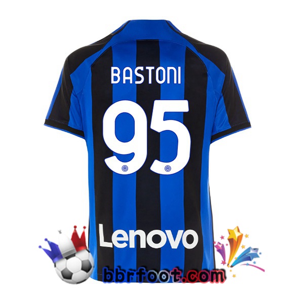 Maillot Foot Inter Milan (BASTONI 95) Domicile Noir Bleu 2022/2023