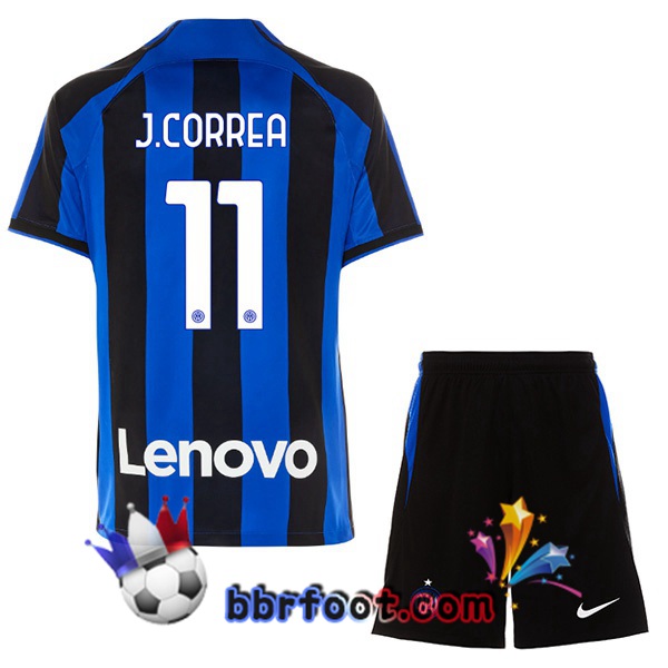 Maillot Foot Inter Milan (J. CORREA 11) Enfant Domicile Noir Bleu 2022/2023 Maillot Foot Inter Milan (J. CORREA 11) Enfant Domicile Noir Bleu 2022/2023