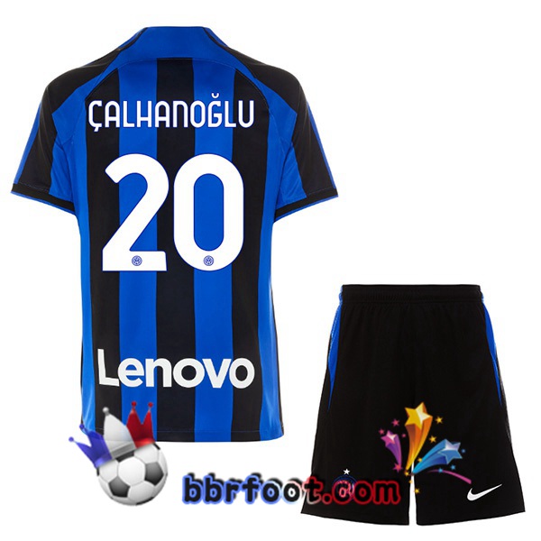 Maillot Foot Inter Milan (ÇALHANOĞLU 20) Enfant Domicile Noir Bleu 2022/2023