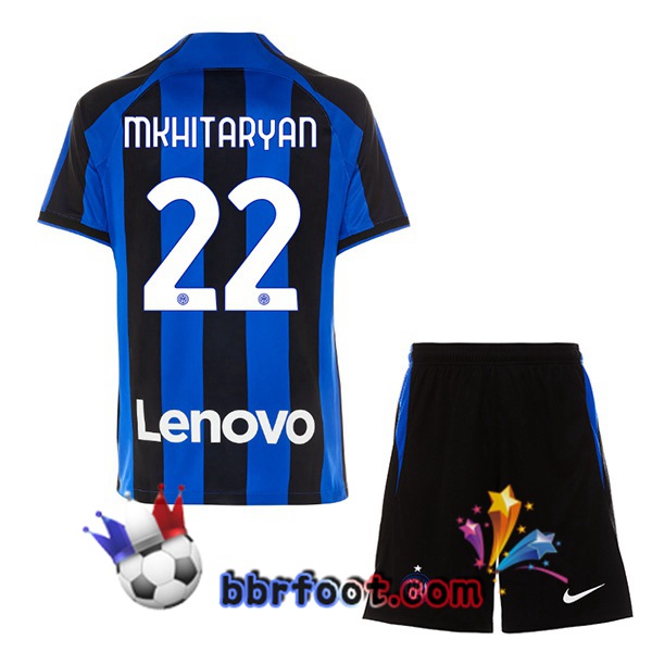 Maillot Foot Inter Milan (MKHITARYAN 22) Enfant Domicile Noir Bleu 2022/2023