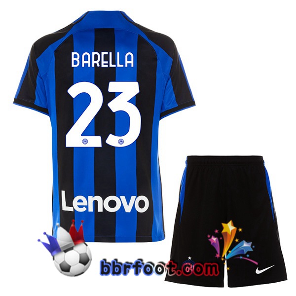 Maillot Foot Inter Milan (BARELLA 23) Enfant Domicile Noir Bleu 2022/2023