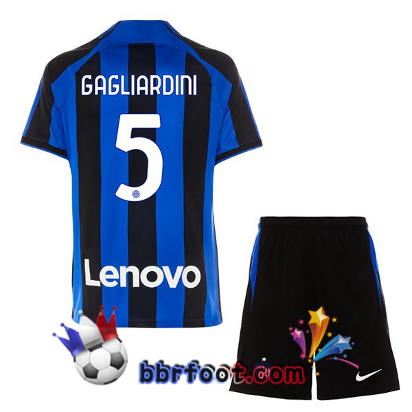 Maillot Foot Inter Milan (GAGLIARDINI 5) Enfant Domicile Noir Bleu 2022/2023