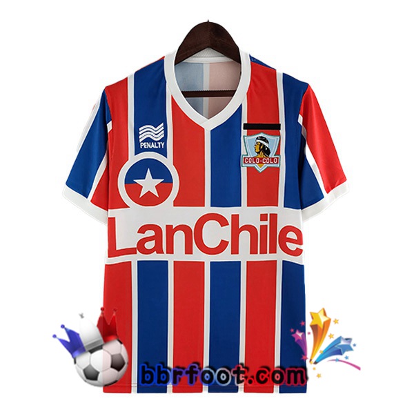 Maillot Foot Colo-Colo Retro Exterieur Bleu Rouge 1986