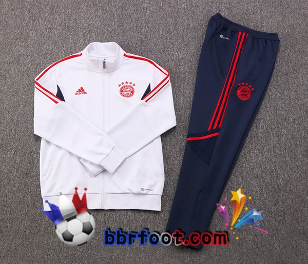 Veste Survetement Foot Bayern Munich Blanc 2022/2023