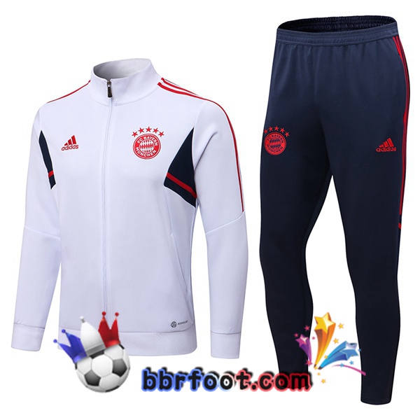 Veste Survetement Foot Bayern Munich Blanc 2022/2023
