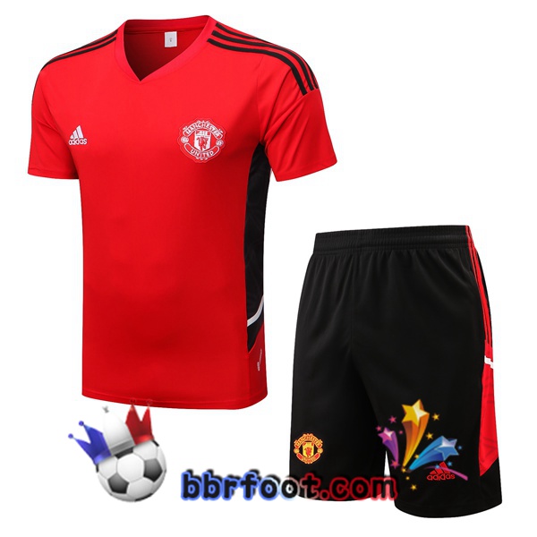 Training T-Shirts Manchester United + Shorts Rouge 2022/2023