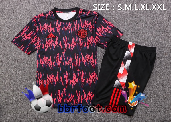 Training T-Shirts Manchester United + Shorts Rouge Noir 2022/2023
