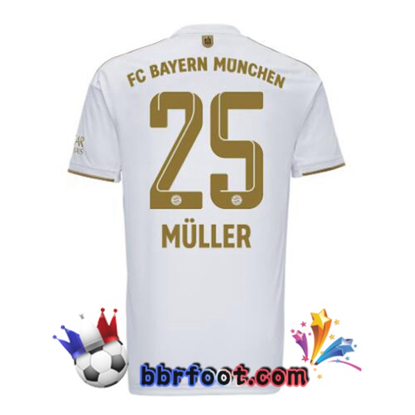 Maillot Foot Bayern Munich (Müller 25) Exterieur Blanc 2022/2023