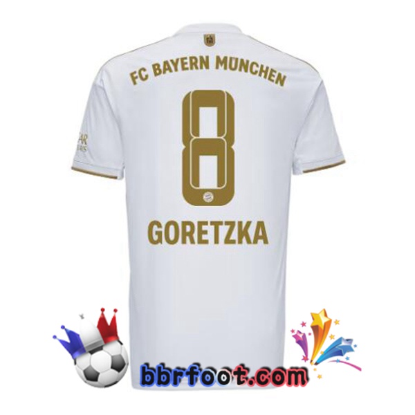 Maillot Foot Bayern Munich (Goretzka 8) Exterieur Blanc 2022/2023