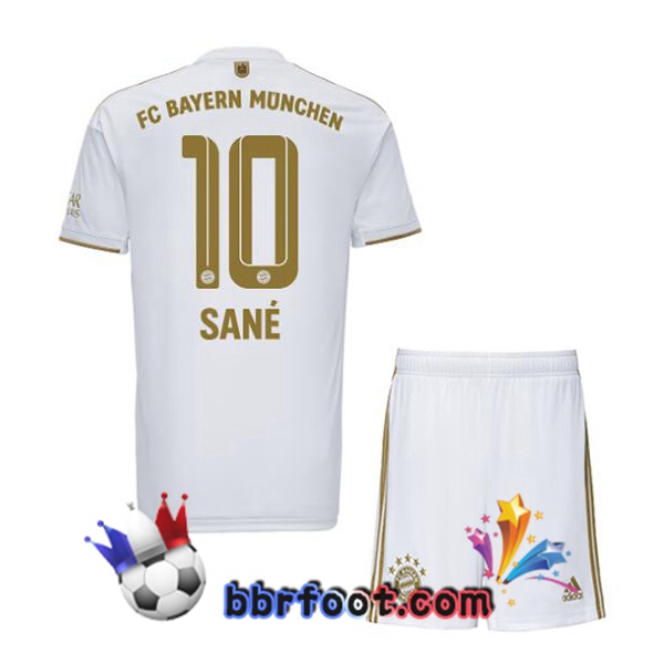Maillot Foot Bayern Munich (Sané 10) Enfant Exterieur Blanc 2022/2023