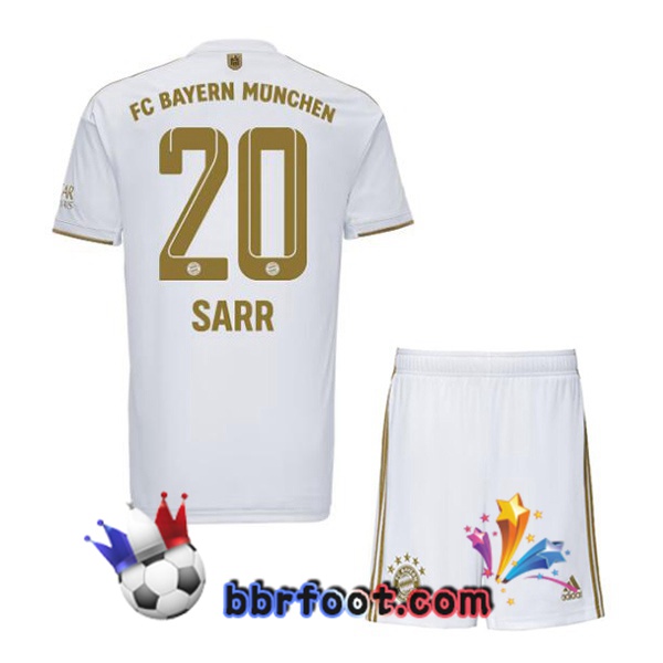 Maillot Foot Bayern Munich (Sarr 20) Enfant Exterieur Blanc 2022/2023