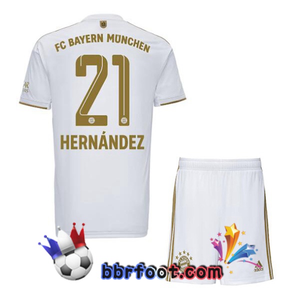 Maillot Foot Bayern Munich (Hernández 21) Enfant Exterieur Blanc 2022/2023