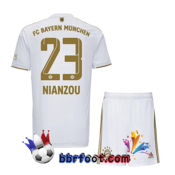 Maillot Foot Bayern Munich (Nianzou 23) Enfant Exterieur Blanc 2022/2023