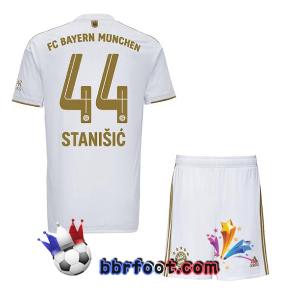 Maillot Foot Bayern Munich (Stanišić 44) Enfant Exterieur Blanc 2022/2023