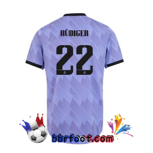 Maillot Foot Real Madrid (Rüdiger 22) Exterieur Pourpre 2022/2023
