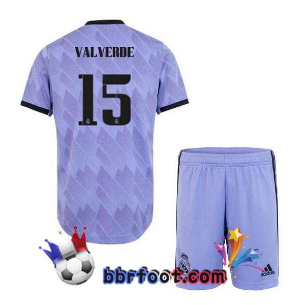 Maillot Foot Real Madrid (Valverde 15) Enfant Exterieur Pourpre 2022/2023