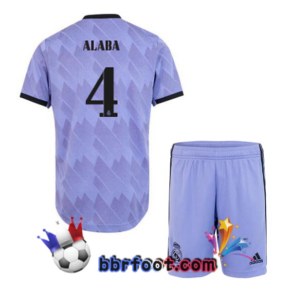 Maillot Foot Real Madrid (Alaba 4) Enfant Exterieur Pourpre 2022/2023