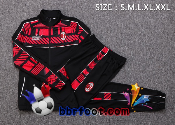 Veste Survetement Foot AC Milan Noir Rouge 2022/2023