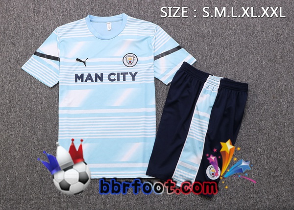 Training T-Shirts Manchester City + Shorts Bleu 2022/2023