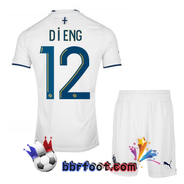 Maillot Foot Marseille OM (DIENG 12) Enfant Domicile Blanc 2022/2023