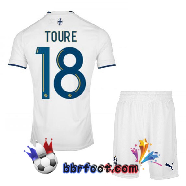 Maillot Foot Marseille OM (TOURE 18) Enfant Domicile Blanc 2022/2023
